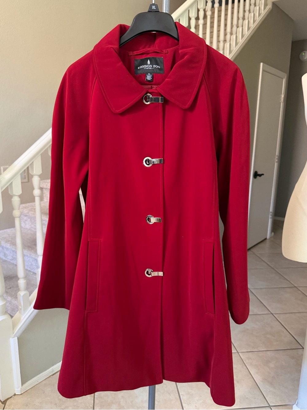 London Fog Red Hooded Toggle Coat Jacket Women’s XL